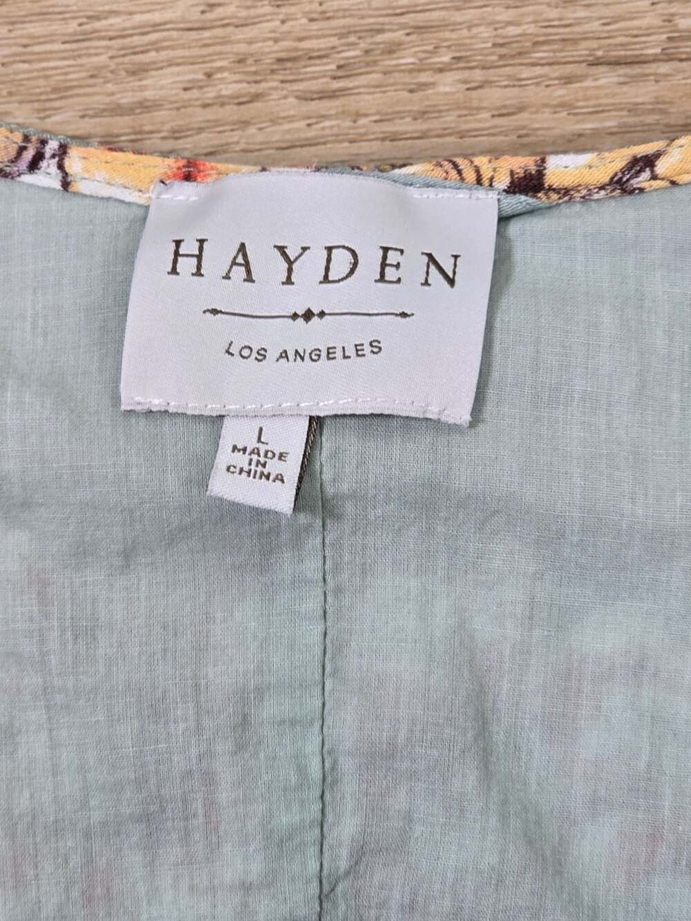 Hayden Los Angeles Floral Maxi Dress Sage Green Button Front Slit Size L - Picture 5 of 8